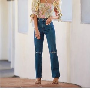 Express jeans modern straight super high rise flex jeans Flexx denim blue pants